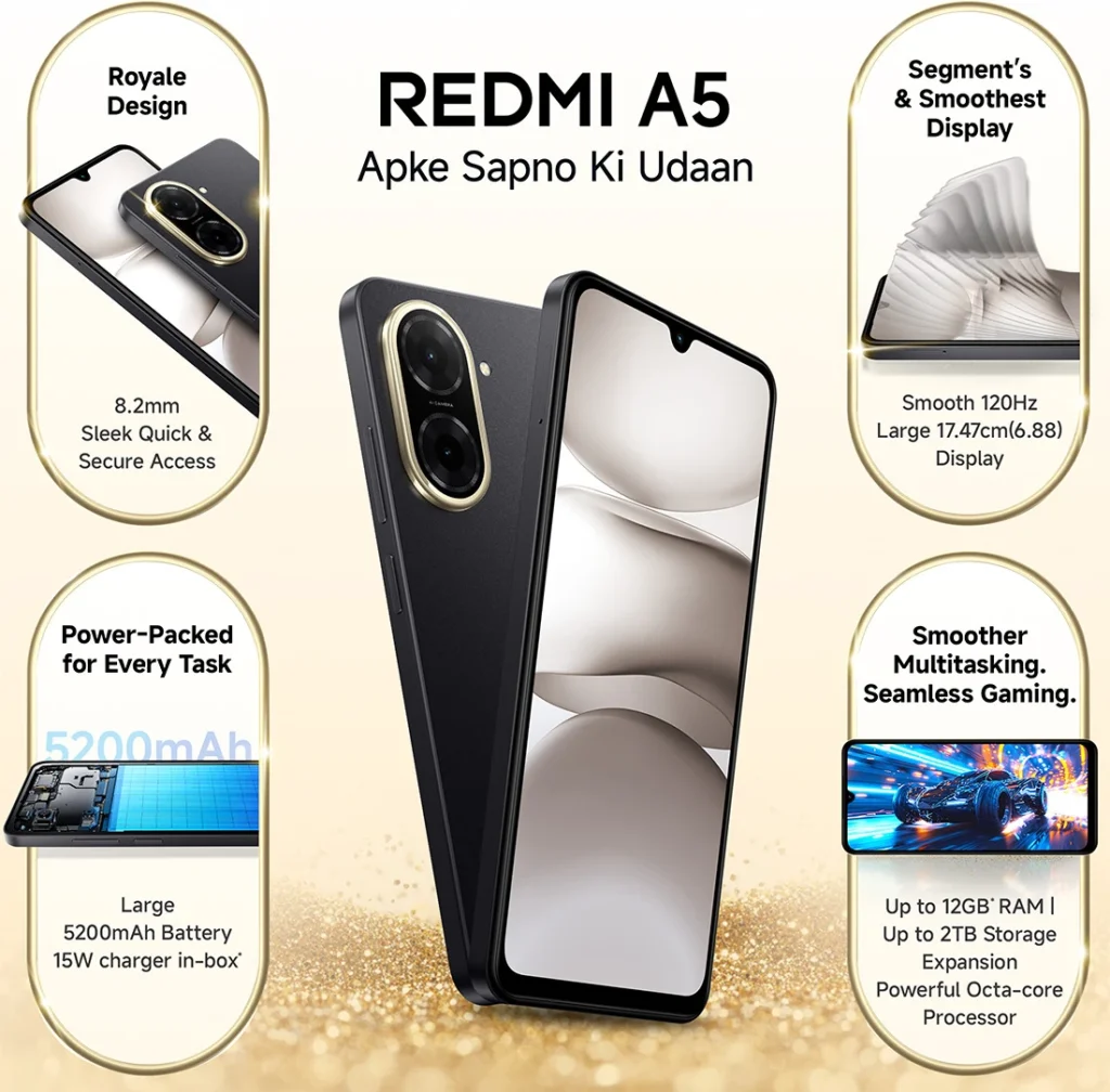 Redmi A5 Price in Nepal 5200mAh battery | 6.88-inch 120Hz display (2025) 3 Redmi a5